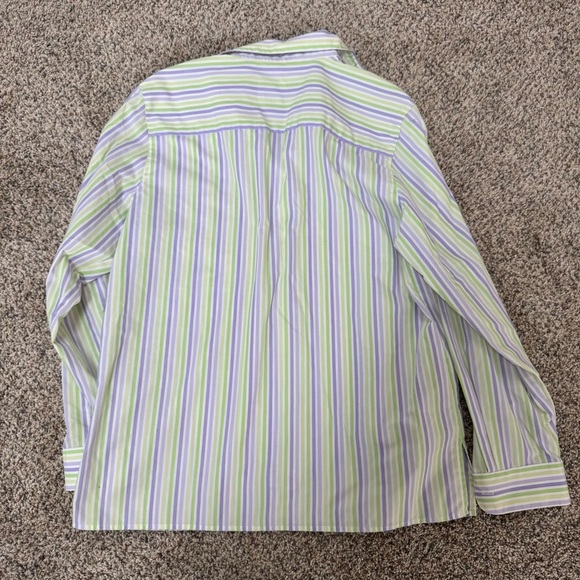 Foxcroft Green and Blue Casual Button Down Shirt with Long Sleeves - Picture 5 of 5